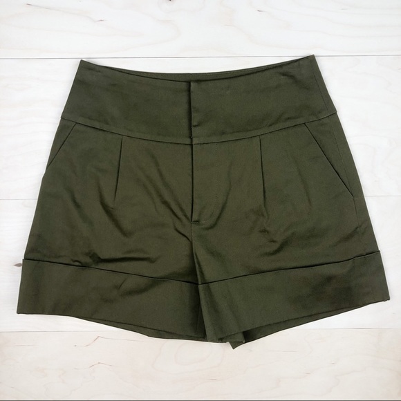 Hinge High Waisted Dressy Shorts Olive Green - Picture 1 of 7